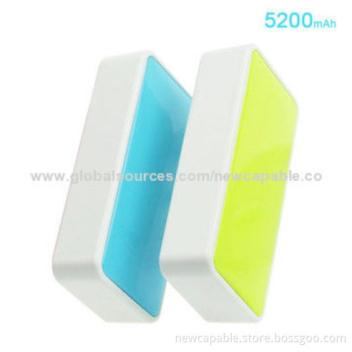 Colorful Designed Power Bank, 5,200mAh Capacity, 5V DC/0.8A Input